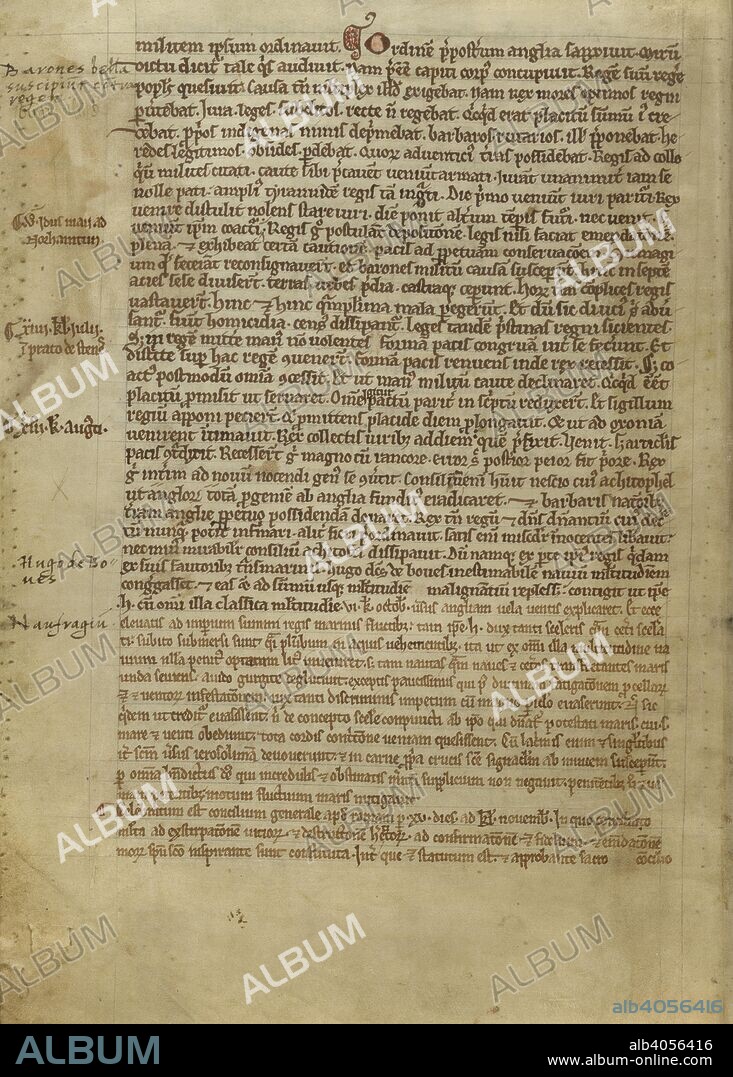 Verse account of the Magna Carta for the year 1215. Chronicle of Melrose Abbey. c. 1174-1st half of the 14th century. Source: Cotton Faustina B. IX, f.31v. Language: Latin.
