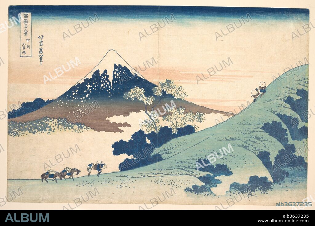 Fuji from Inume (?) Pass. Artist: Katsushika Hokusai (Japanese, Tokyo (Edo) 1760-1849 Tokyo (Edo)). Culture: Japan. Dimensions: 14 1/4 x 9 1/4 in. (36.2 x 23.5 cm).