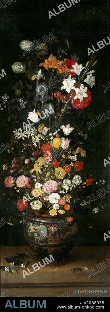 JAN BRUEGHEL EL VIEJO. Jan Brueghel 'el Viejo' / 'Florero', Primer cuarto del siglo XVII, Escuela Flamenca, Óleo sobre Lienzo, 181 cm x 70 cm, P01449.