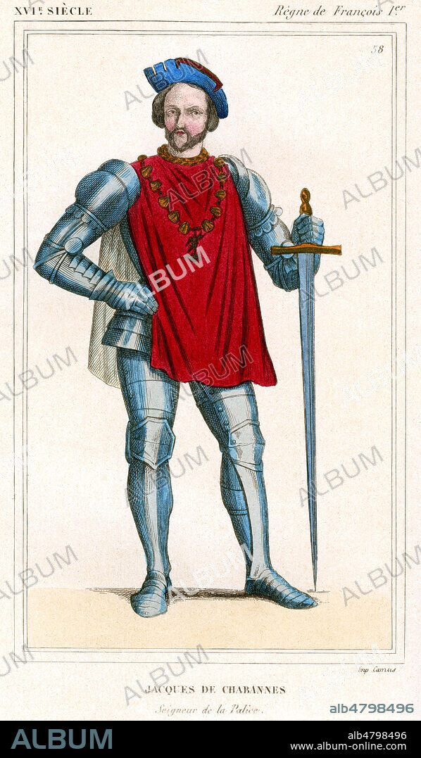 Jacques de CHABANNES (1470-1525) Seigneur de La Palice. Illustration de 1852 par L. MASSARD pour Costumes historiques de la France. Credit : Collection Jonas/Kharbine-Tapabor.