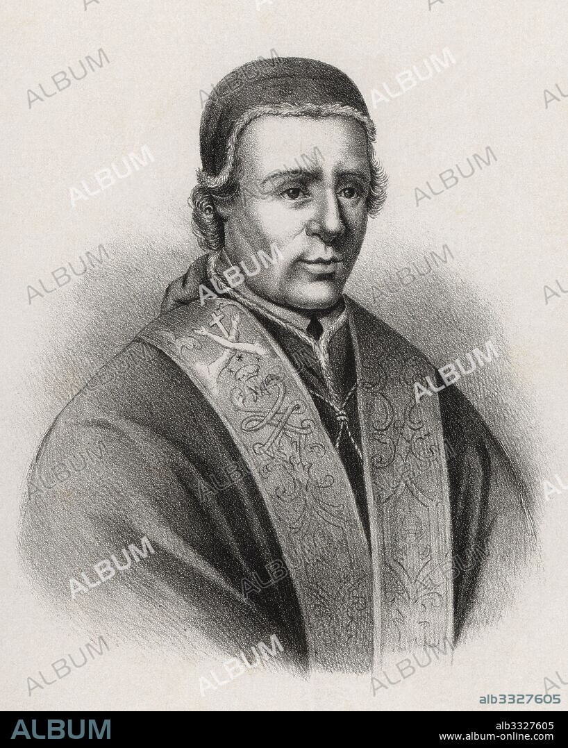 Clemente XIV (1705-1774), papa de la iglesia católica. Grabado de 1880.