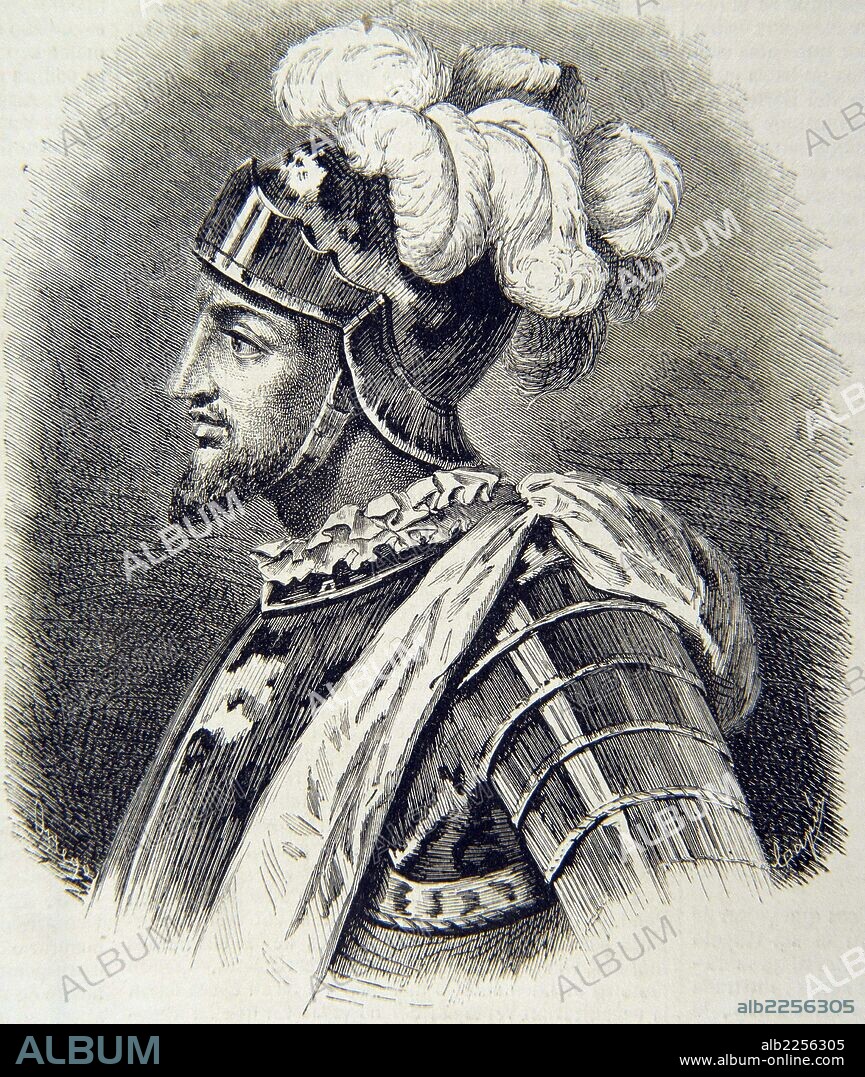 NUÑEZ DE BALBOA , VASCO. DESCUBRIDOR Y CONQUISTADOR ESPAÑOL. JEREZ DE LOS CABALLEROS 1475 - 1517. GRABADO RETRATO. MUSEO UNIVERSAL 1860.