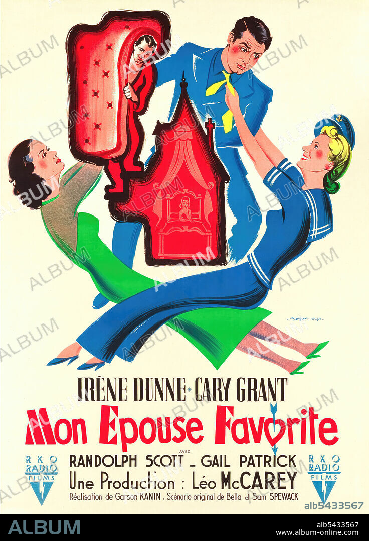 Poster of MY FAVORITE WIFE, 1940, directed by GARSON KANIN. Copyright RKO.