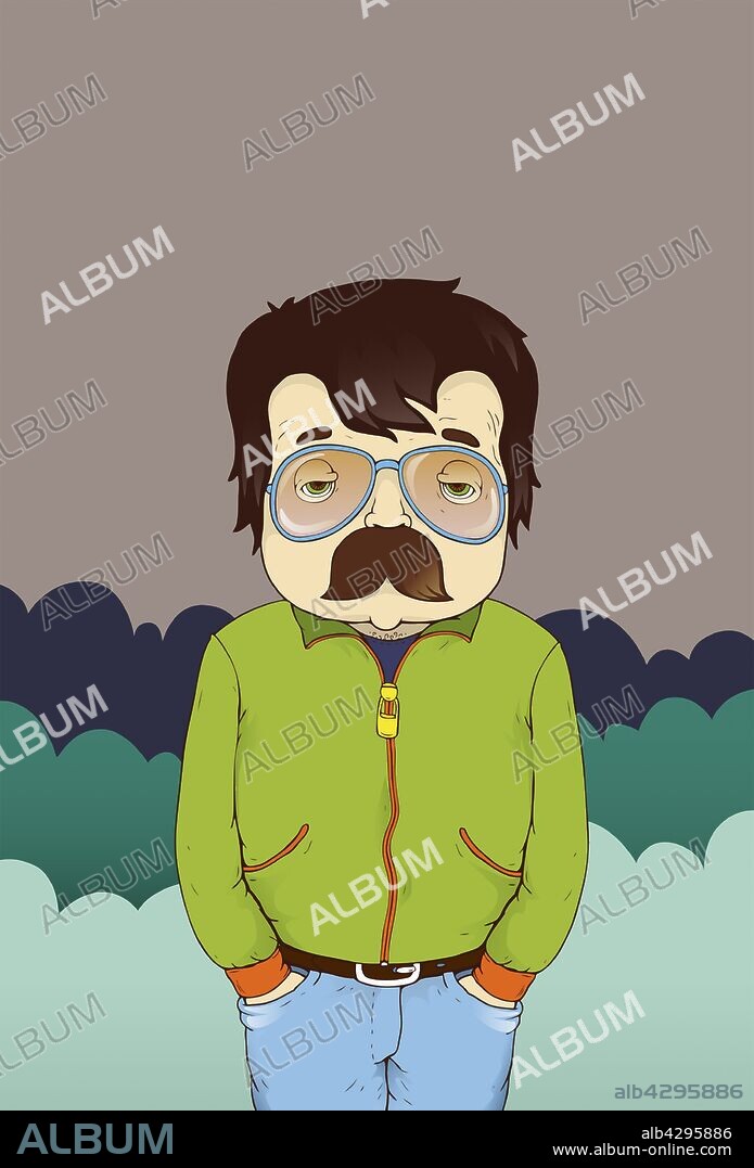 Depressed man standing with hands in pockets.