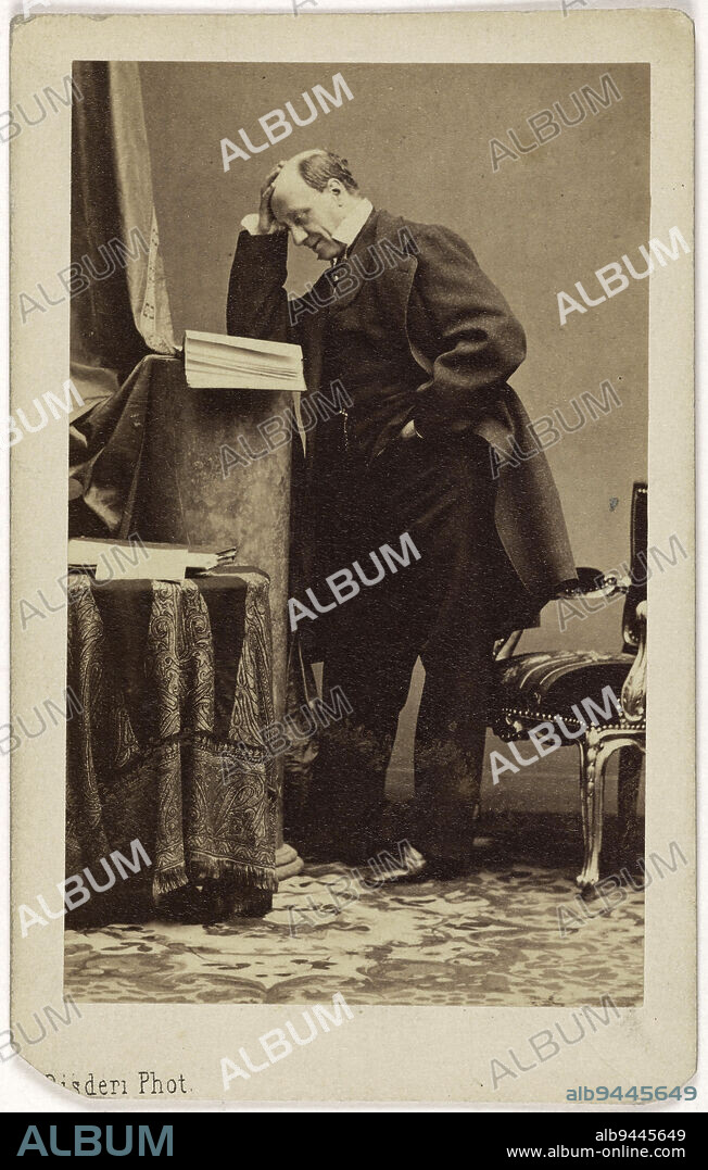 Portrait of Léopold Ernest Delannoy (1817-1888), (actor), Disdéri, André-Adolphe-Eugène, Photographer, Before 1888, 2nd half of the 19th century, Photography, Graphic arts, Photography, Albumen paper print, Dimensions - Work: Height: 8.5 cm, Width: 5.2 cm, Dimensions: Height: 9.8 cm, Width: 6.2 cm.