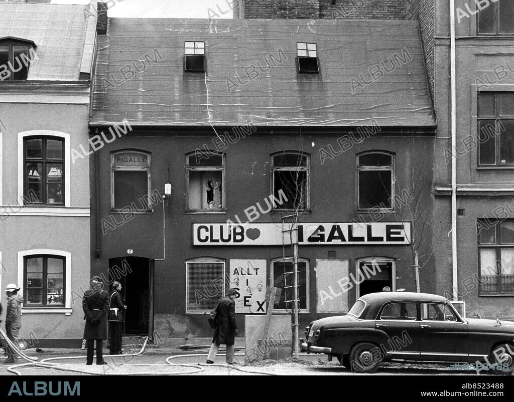 MALMÖ 1977-12-05. Sexklubbar i Malmö. Pigalle på Mäster Johansgatan 7. Lokalen totalförstörd efter brand. Foto Lennart Gullberg / Sydsvenskan / SCANPIX Kod: 73035. **OUT Kvällsposten, Skånska Dagbladet, Metro Skåne**. ***BETALBILD***.