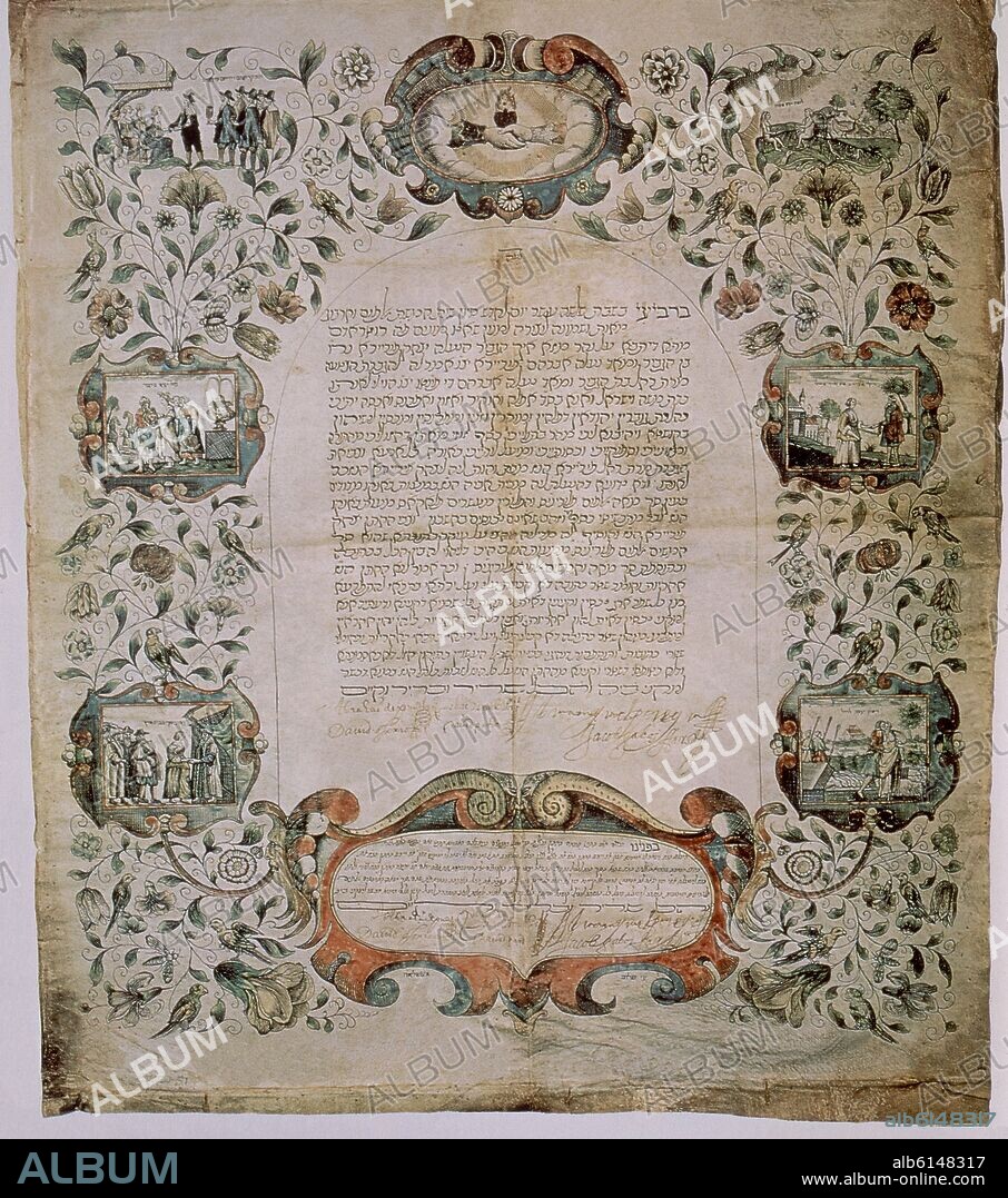 KETUBA-DOCUMENTO DE CONTRATO MATRIMONIAL EN ARAMEO-SEFARDI DE 1648.