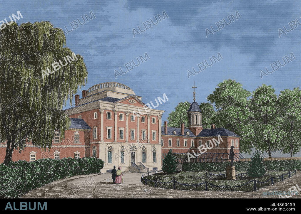 United States of America. Pennsylvania Hospital. Philadelphia. Founded in 1751 by Benjamin Franklin and Dr. Thomas Bond. It became one of the leading public hospitals in the country. Engraving. Panorama Universal. History of the United States of America, from 1st edition of Jean B.G. Roux de Rochelle's Etats-Unis d'AmŽrique in 1837. Spanish edition, printed in Barcelona, 1850. Later colouration.
