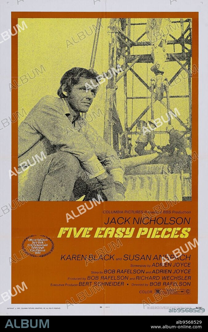 Poster de MI VIDA ES MI VIDA, 1970 (FIVE EASY PIECES), dirigida por BOB RAFELSON. Copyright COLUMBIA PICTURES.