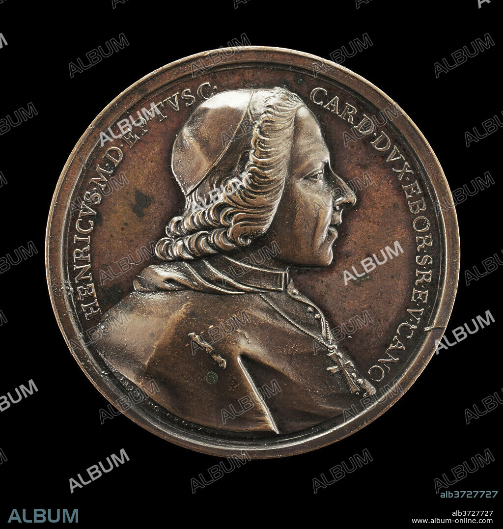 FILIPPO CROPANESE. Prince Henry Stuart, 1725-1807, Cardinal of York 1747 [obverse]. Dated: 1788. Dimensions: overall (diameter): 5.3 cm (2 1/16 in.)  gross weight: 67.56 gr (0.149 lb.)  axis: 12:00. Medium: bronze.