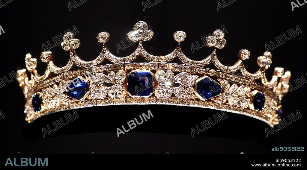 Queen Victoria's sapphire and diamond coronet, designed for her by Prince Albert in 1840. Made by Joseph Kitching. In 1842, Victoria wore the newly completed coronet in a famous portrait by Franz Xavier Winterhalter.
