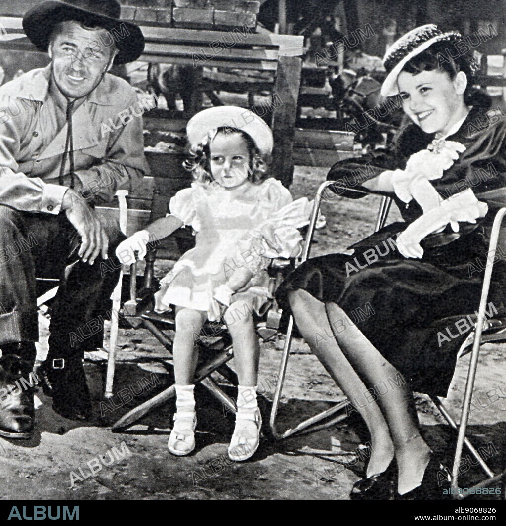 Photograph from the set of 'Whispering Smith' starring Alan Ladd, Robert Preston, Brenda Marshall, and Donald Crisp.