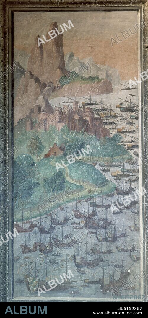 JULIO AQUILES (?-1556) Y ALEJANDRO MAYNER (?-1545). FRESCOS DE LA BATALLA DE TUNEZ - EXPEDICION DE CARLOS V - SIGLO XVI.
