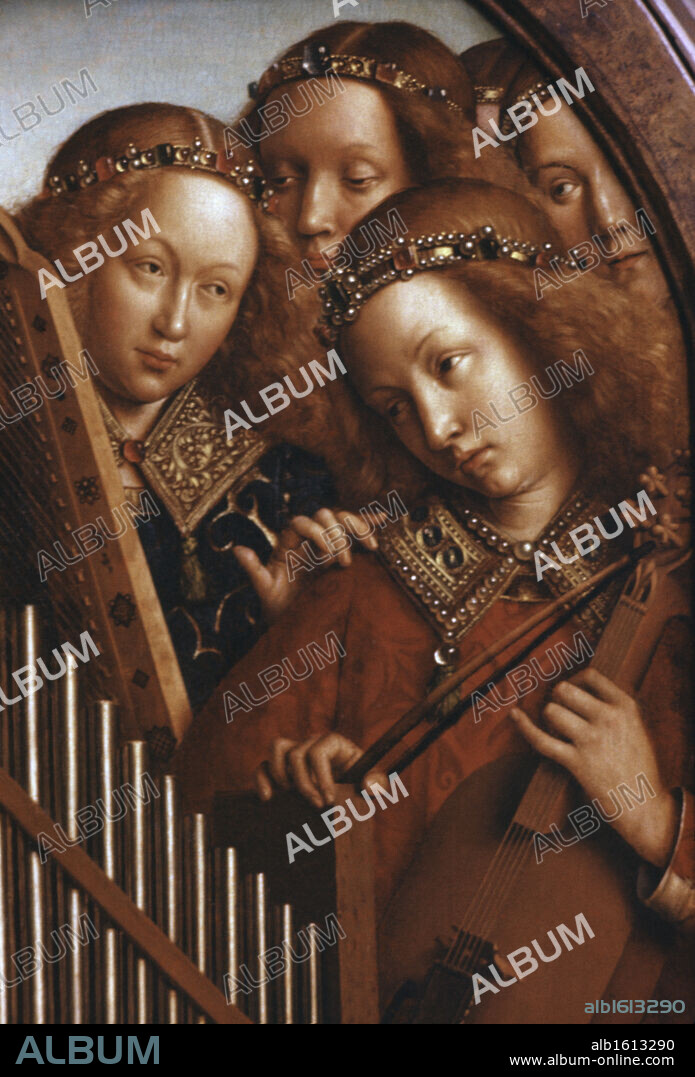 Singing Angels - Ghent Altarpiece c.1432 Jan van Eyck (ca.1390-1441 Netherlandish) Oil On Wood Panel Cathedral of St. Bavo, Ghent, Belgium.