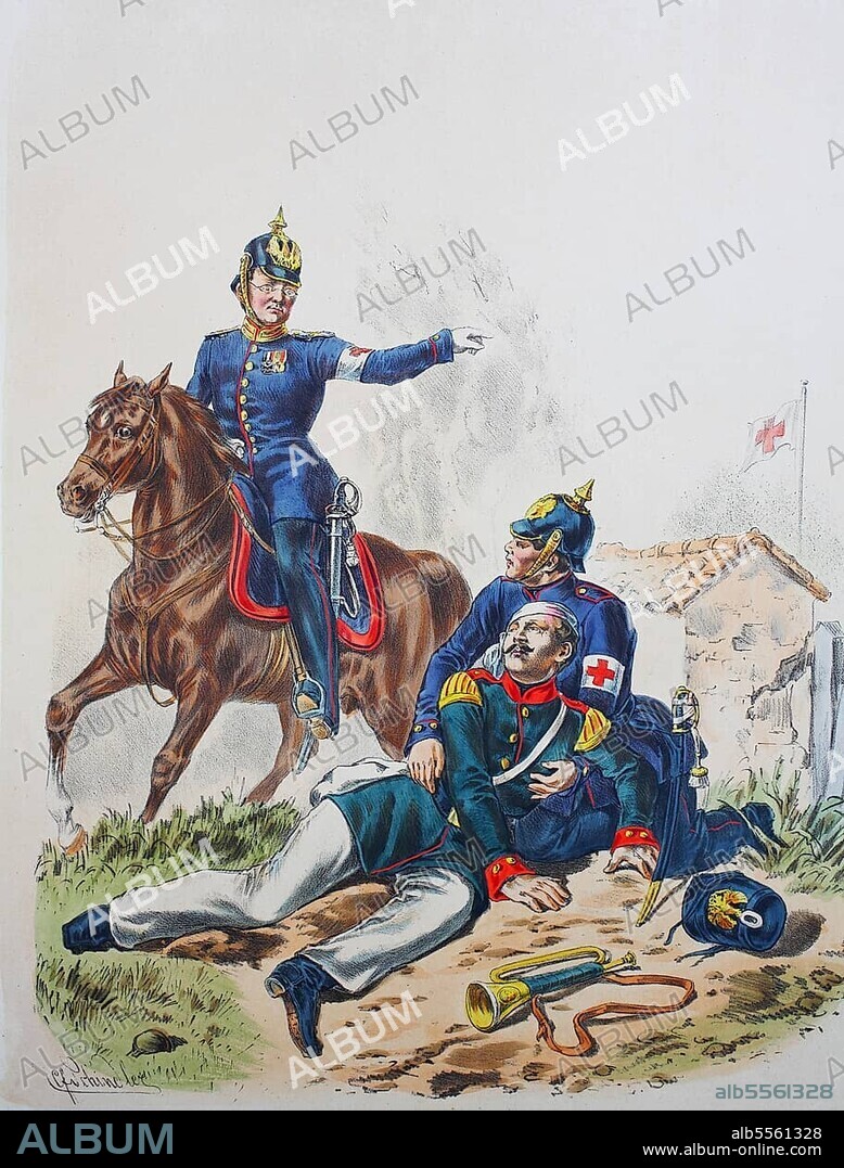Prussian Army, Prussian Guard, Medic, Battalion Doctor, Hospital Attendant, Army Uniform, Military, Prussia, Germany, Digitally Restored Reproduction of a 19th century Original, Europe.