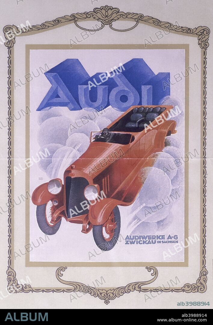 Poster advertising Audi cars, from a catalogue, 1922.
