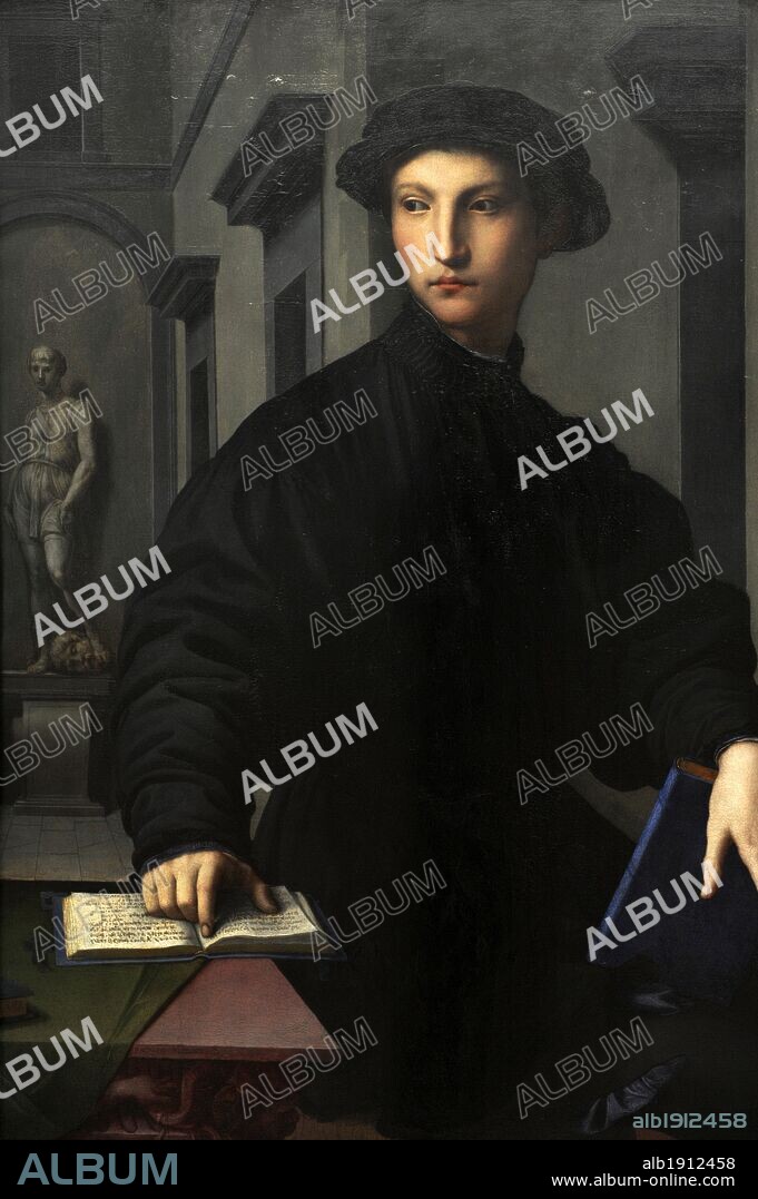 ARTE. MANIERISMO. ITALIA. Agnolo Tori o Angelo di Cosimo di Mariano o Agnolo Bronzino, más conocido como BRONZINO, El Bronzino o Il Bronzino (1503-1572). Pintor italiano manierista. Retrato de "UGOLINO MARTELLI (1519-1592) ", aristócrata florentino, humanista y lingüista. Pintado entre 1536-1537. Gemäldegalerie o Pinacoteca de Berlín. Kulturforum. Museos Nacionales de Berlín (Staatiche Museum). Alemania. Europa.