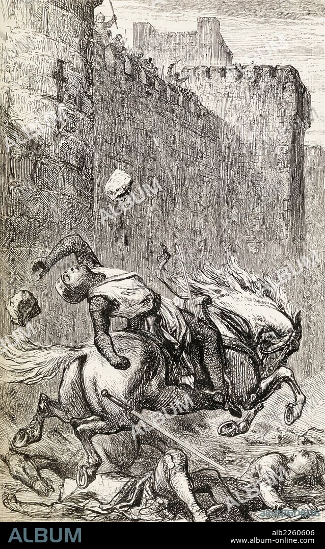 The Death Of Simon De Montfort After Being Struck On The Head By A Stone At The Siege Of Toulouse.