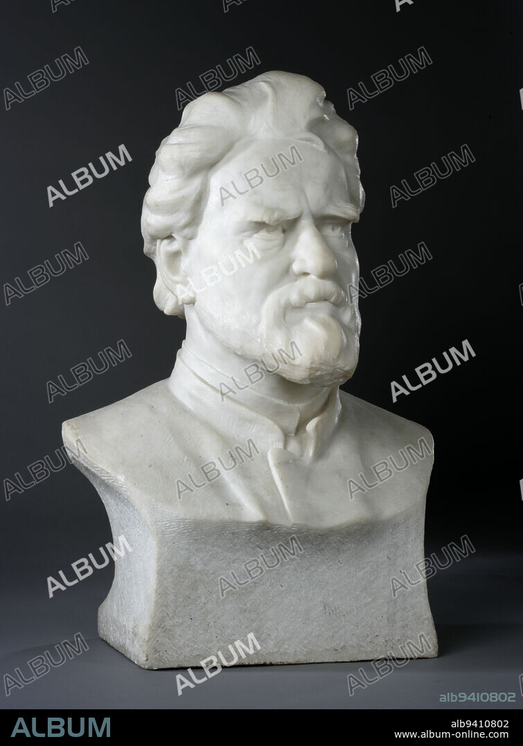 Viktor Malmberg, 20.6.1867, Uusikaarlepyy, 30.10.1936, Helsinki, Bust of sculptor C.E. Sjöstrand, 1904, 56 cm, stone, marble.