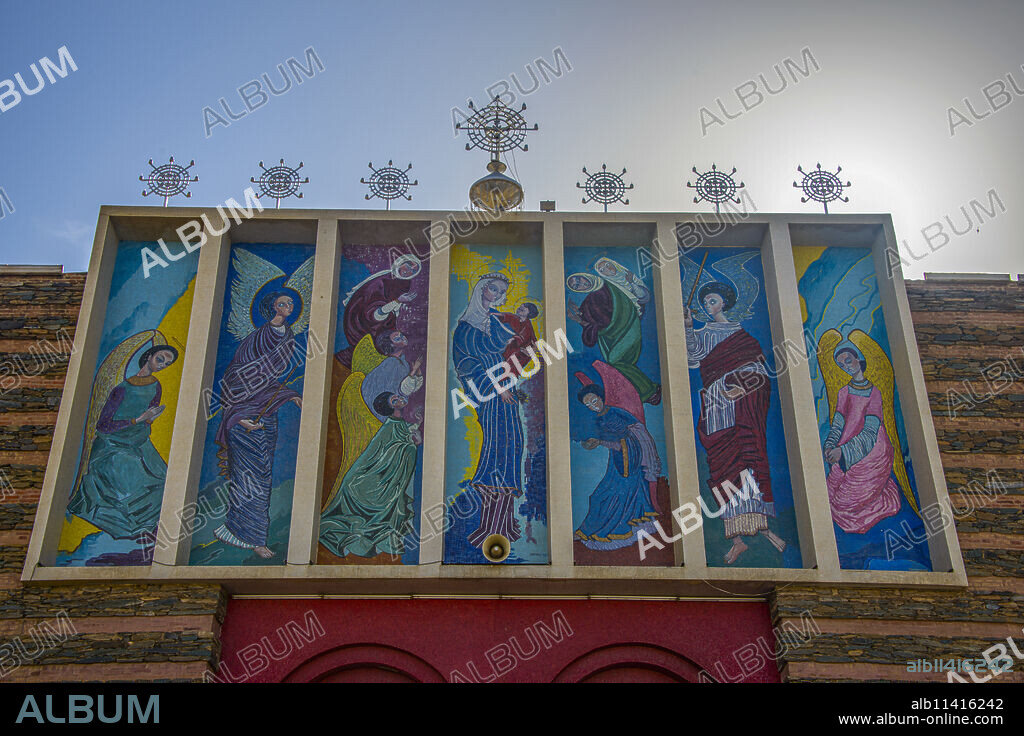 Wall painting at the Coptic cathedral St Mariam, Asmara, capital of Eritrea.