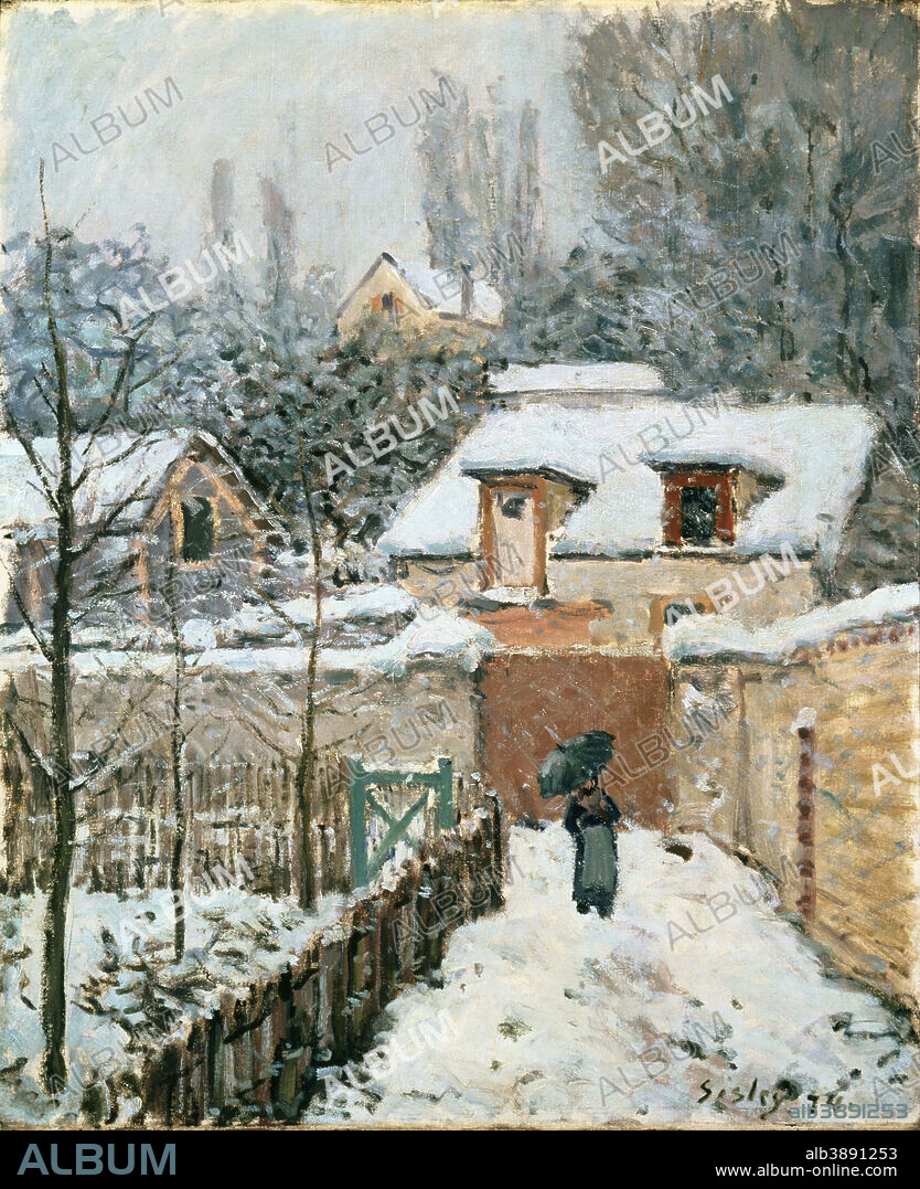 ALFRED SISLEY. Snow at Louveciennes. Date/Period: 1874. Painting. Oil on canvas. Height: 22 mm (0.86 in); Width: 18 mm (0.70 in).