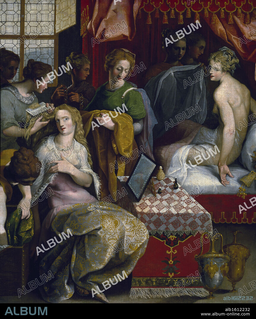The Toilette by Toussaint Dubreuil, (1561-1602), Paris, Musee du Louvre.