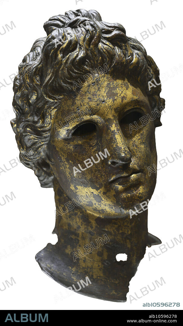 Head from a statue of Apollo. Bronze. 2nd-3rd centuries AD. From Serdica (Sofia), Bulgaria. National Archaeological Museum. Sofia. Bulgaria.