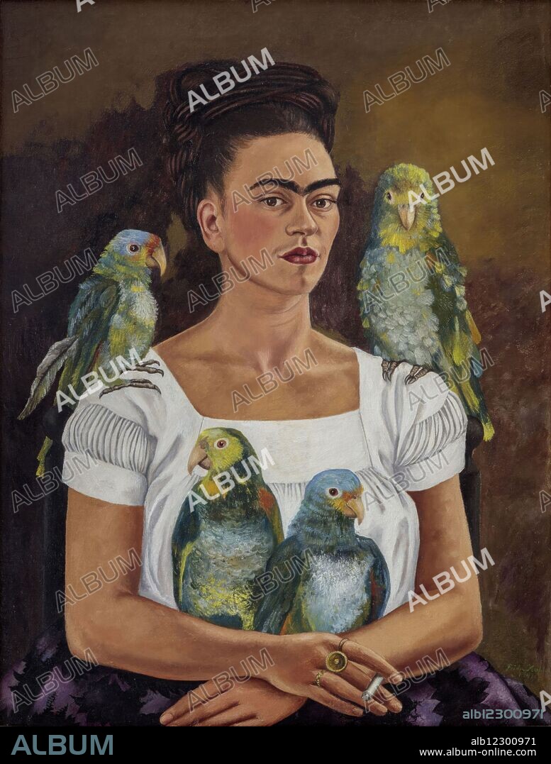 Frida Kahlo/ Yo y mis pericos. Oleo sobre lienzo, 1941.