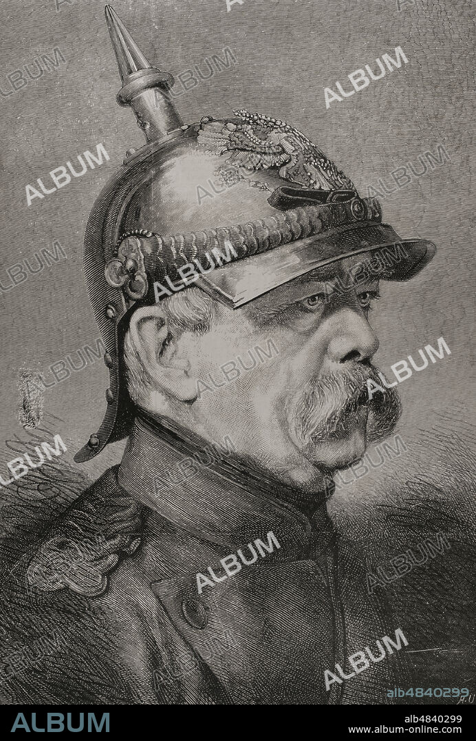 Otto von Bismarck (1815-1898). Estadista y político alemán. Artífice de la unificación alemana. El Príncipe de Bismarck, Presidente Honorario de la Conferencia de Berlín, celebrada entre el 15 de noviembre de 1884 y el 26 de febrero de 1885. Retrato. Grabado. La Ilustración Española y Americana, 1878.