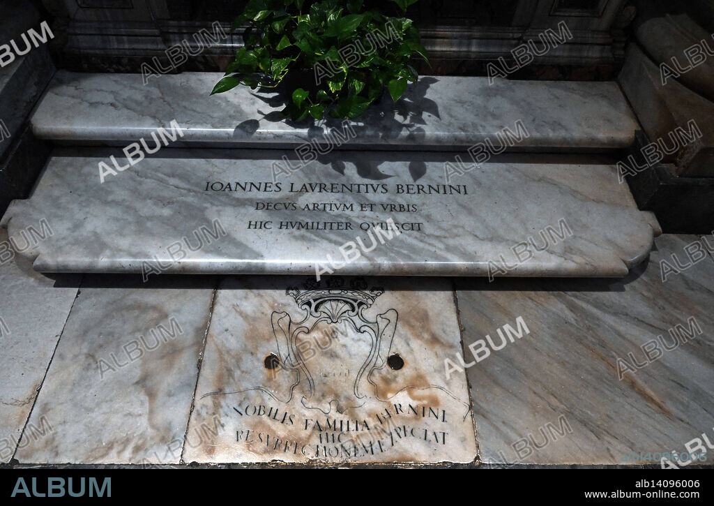 Rome, Italy: The grave of Gian Lorenzo Bernini near the altar of the Basilica di Santa Maria Maggiore (St Mary Major) in Rome, Italy on February 2025 where Pope Francis wants to be buried. Pope Francis said his tomb is âalready preparedâ in the chapel Paolina of theÂ Basilica of Santa Maria Maggiore in Rome. Unlike the majority of popes who have been interred beneath St Peter's Basilica, Pope Francis has reportedly made arrangements to be buried at Santa Maria Maggiore in Rome's Esquilino district. The basilica, one of the four major papal basilicas, has historically been the resting place of seven pope. Photo by Eric Vandeville/ABACAPRESS.COM (Credit Image: © Vandeville Eric/IPA via ZUMA Press).