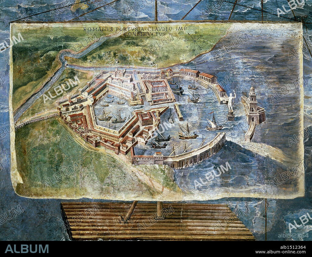 Vatican City State - Vatican Palace - Geographical Maps Gallery. Ignazio Danti (1536-1586), Ancient Port of Fiumicino, fresco.