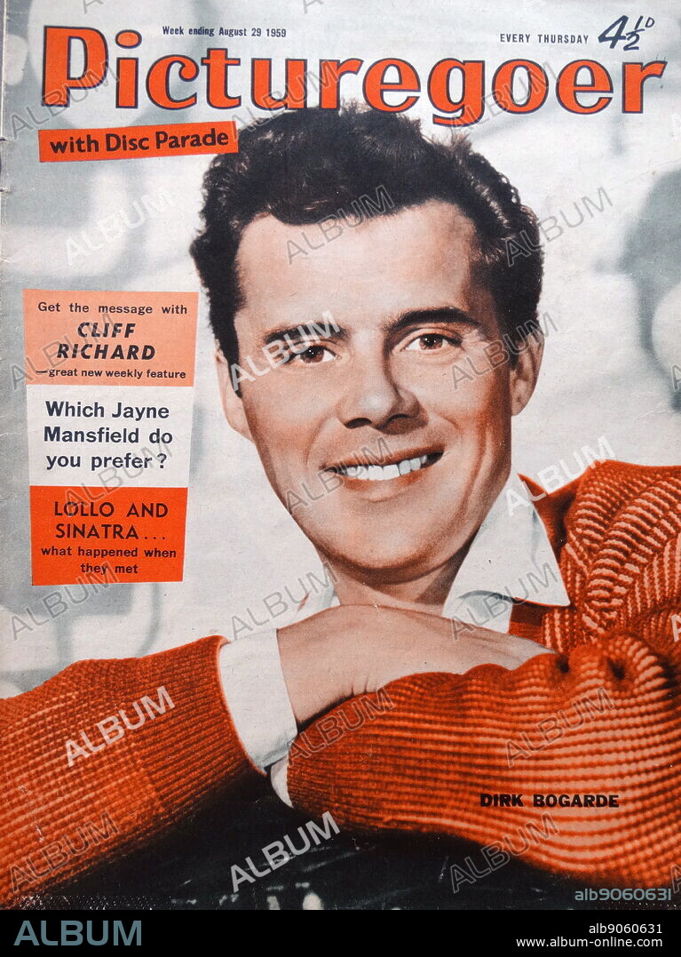 Dirk Bogarde on the front cover of Picturegoer. Sir Dirk Bogarde (born Derek Niven van den Bogaerde; 28 March 1921 - 8 May 1999) was an English actor, novelist and screenwriter. Initially a matinee idol in films such as Doctor in the House (1954), he later acted in art-house films. In a second career, he wrote seven best-selling volumes of memoirs, six novels and a volume of collected journalism.