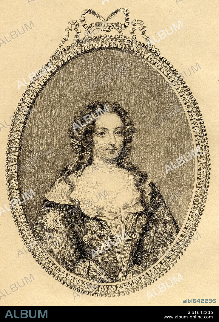 Francoise Athenais de Rochechouart de Mortemart. Madame de Montespan, 1640-1707. Mistress of Louis XIV. Etching by Mercier after the painting by Petitot. From the book ' Lady Jackson's Works, Old Paris I, It's Court and Literary Salons' Published London 1899.