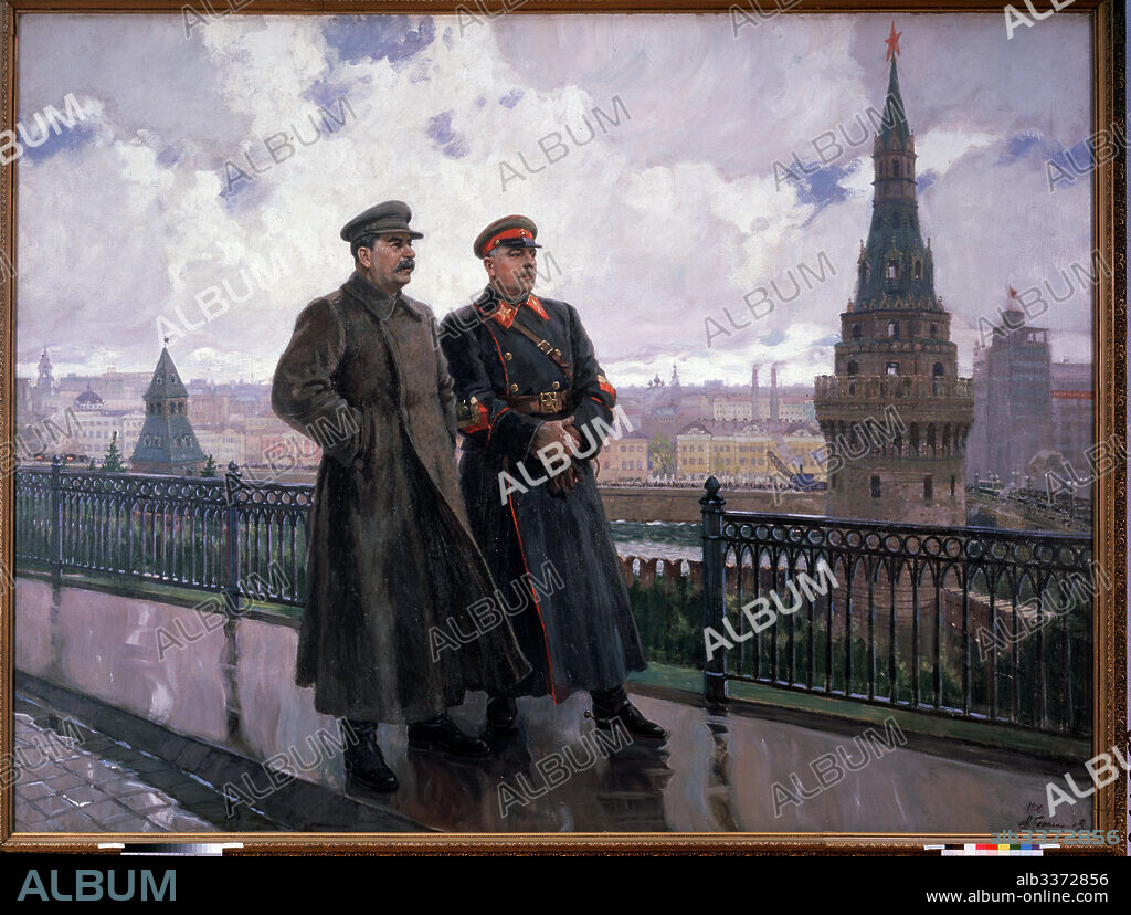 ALEXANDER MIKHAILOVICH GERASIMOV. Josef Stalin and Kliment Vorosholov in the Kremlin after the rain.