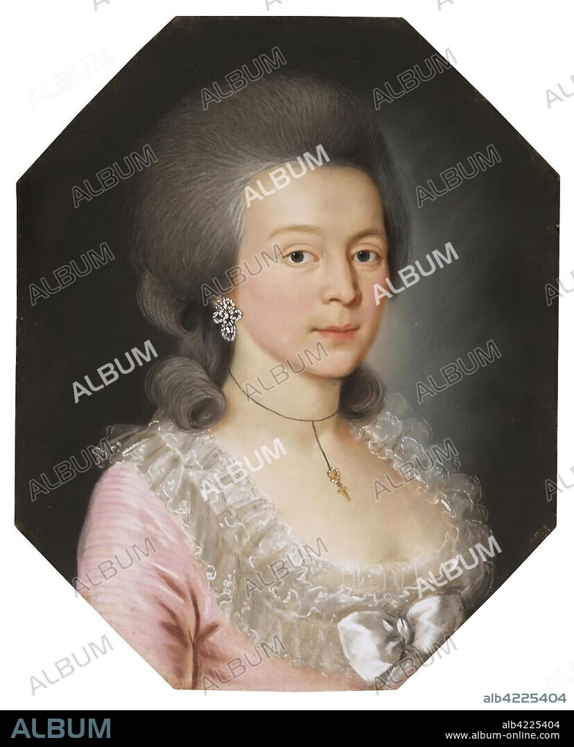 ANONYMOUS ARTIST. 18TH CENTURY. 'Portrait of a Young Woman in a Powdered Wig'. Germany, 1880s. Dimensions: 29x23 cm.