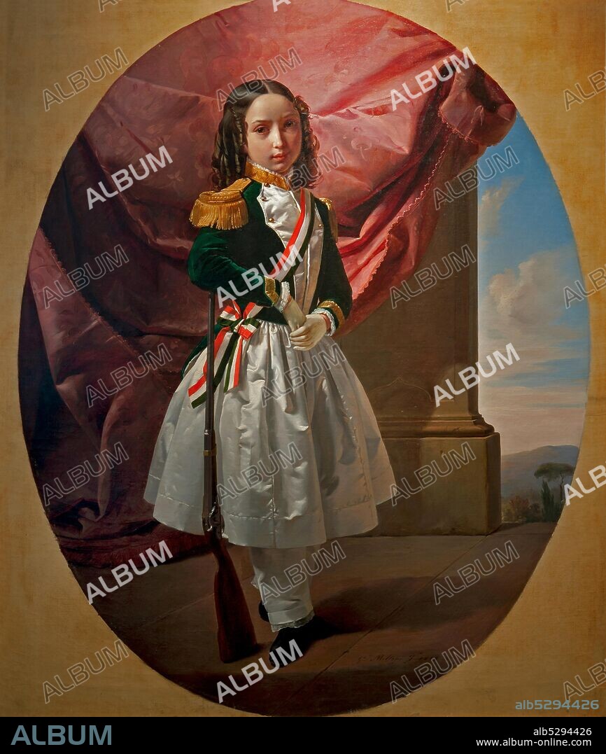 Giuseppe Molteni. 1800-1867. Portrait of of the young marquise Anna Pallavicino Trivulzio. 1848 oil painting on canvas cm 126.5 x 102.