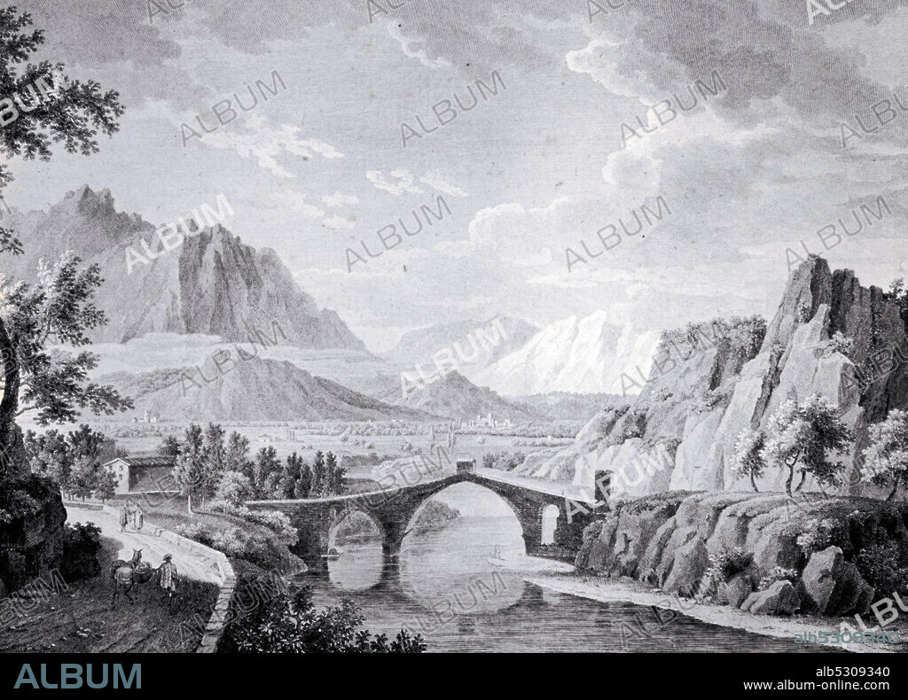 ALEXANDRE DE LABORDE. Alexandre Laborde / 'El Puente del Diable, Martorell', Voyage pittoresque et historique de l'Espagne, 1806-1820.