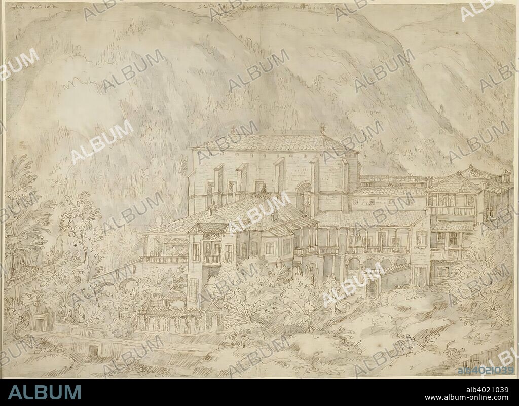 Antoon van den Wyngaerde (Antonio de las Viñas), vistas de España, Yuste. Inv. 26.336. Dibujo. 1567.