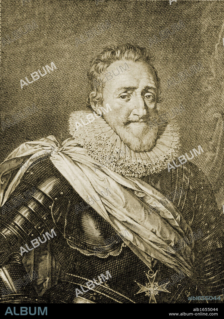 Henry IV aka Henry of Navarre or Bourbon, 1553-1610, King of Navarre(as Henry III)1572-89, First Bourbon king of France, 1589-1610. Photo-etching from an old portrait. From the book ' Lady Jackson's Works IX. The First of the Bourbons I' Published London 1899.