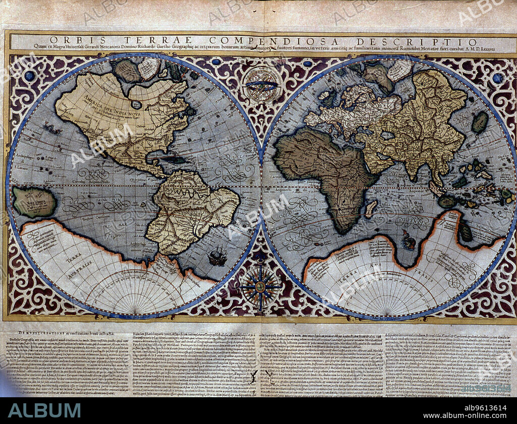 Atlas of Gerardus Mercator', 1595. World Map.