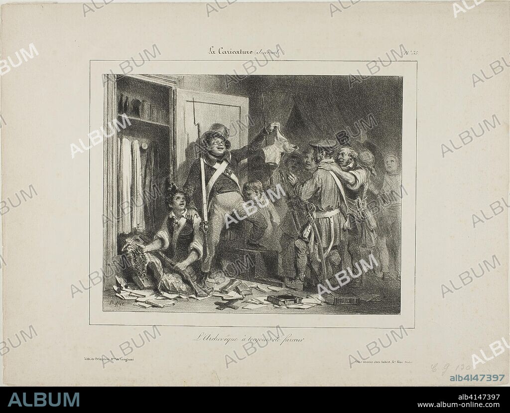 The Archbishop Was Always a Rogue. Denis Auguste Marie Raffet (French, 1804-1860); published by Chez Aubert (French, 19th century); printed by Delaporte (French, 19th century). Date: 1831. Dimensions: 171 × 215 mm (image); 276 × 365 mm (sheet). Lithograph in black on buff wove paper. Origin: France.