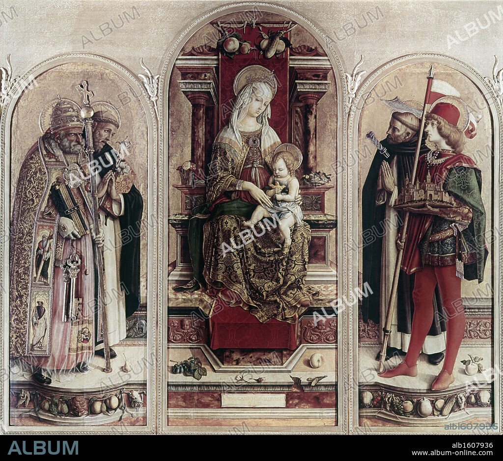 CARLO CRIVELLI. Madonna & Child With Saints   Crivelli, Carlo(ca.1430-1495 Italian).