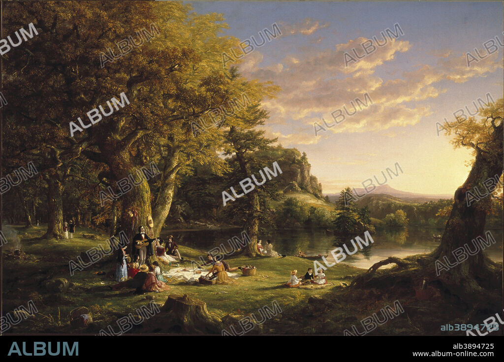 THOMAS COLE. The Pic-Nic. Date/Period: 1846. Painting. Oil on canvas. Height: 121.6 cm (47.8 in); Width: 137.2 cm (54 in).