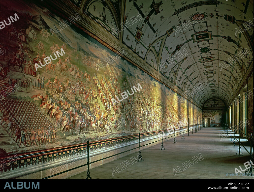 GRANELLO-TAVARON-CASTELLO Y CAMBIASSO. SALA DE BATALLAS - BATALLA DE LA HIGUERUELA - FRESCOS SIGLO XVI - ANTES DE LA RESTAURACION.