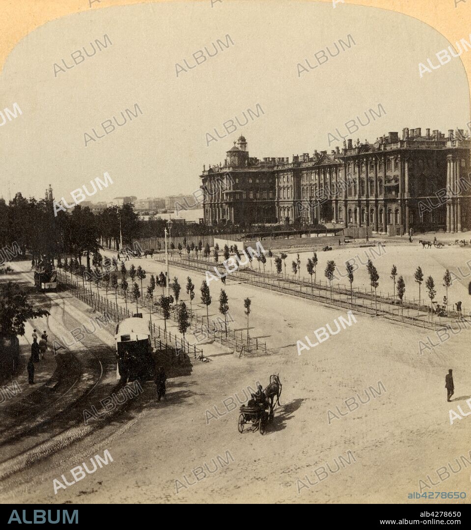 'The Imperial Winter Palace from Nevsky Prospect, St. Petersburg, Russia', 1897. The Winter Palace was the official residence of the Russian Emperors from 1732 to 1917. Stereocard by Underwood & Underwood.
