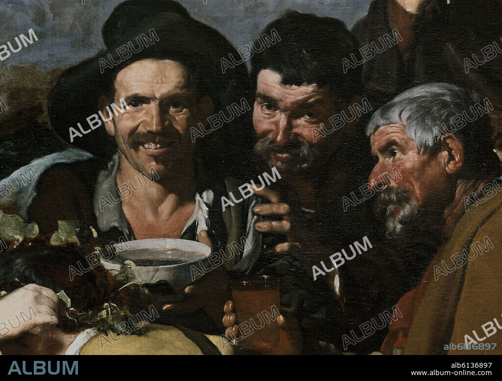 DIEGO VELAZQUEZ (1599-1660). LOS BORRACHOS - DETALLE SUPERIOR DERECHO: BEBEDORES - SIGLO XVII - BARROCO ESPAÑOL - CONJUNTO EN Nº 4246.