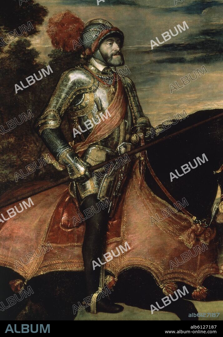 TIZIANO VECELLIO DE GREGORIO-TICIANO-. 'Emperor Carlos V on Horseback' (detail), 1548, Italian School, Oil on canvas, P00410.