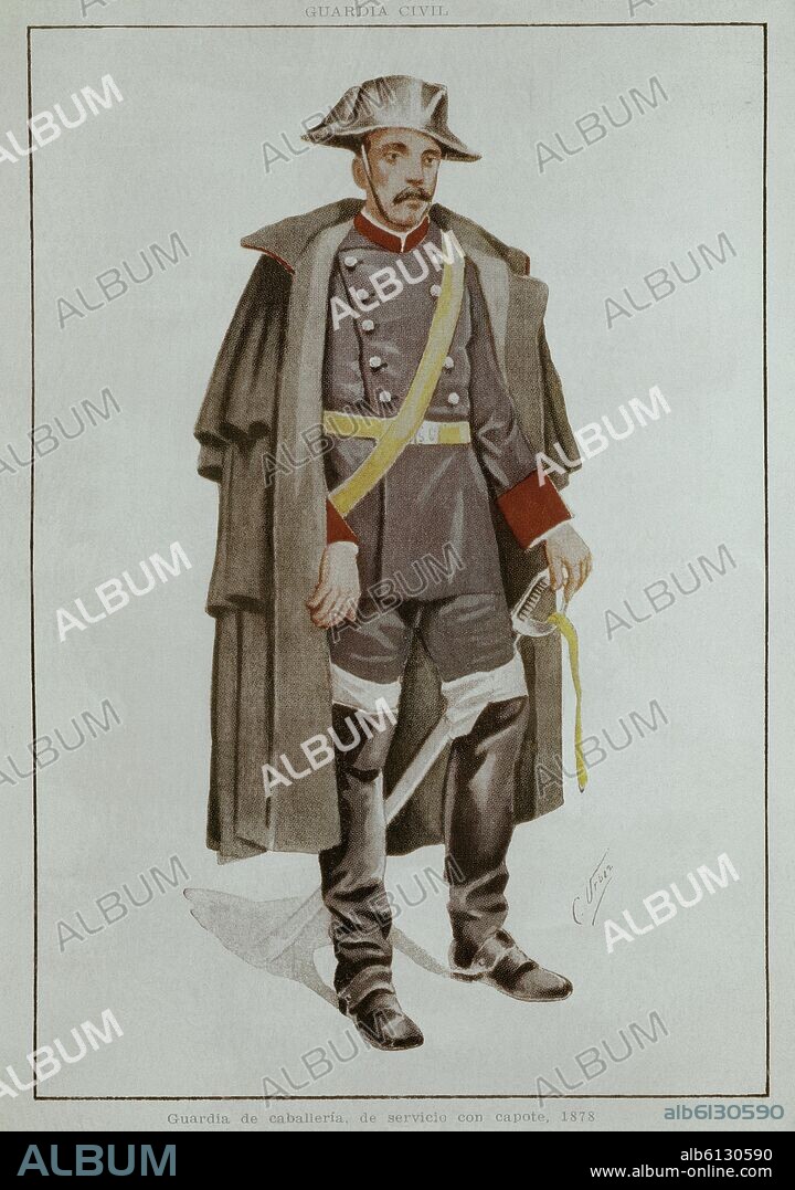 URBEZ. GUARDIA CIVIL DE CABALLERIA CON CAPOTE (1878).