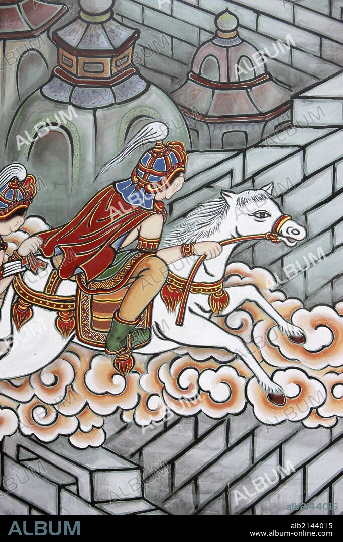 Life of Buddha. Siddhartha escaped his palace, accompanied by Channa aboard his horse Kanthaka.