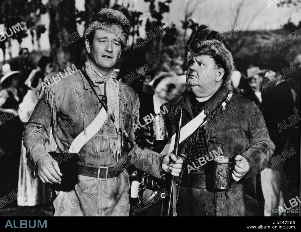 JOHN WAYNE und OLIVER HARDY in THE FIGHTING KENTUCKIAN, 1949, unter der Regie von GEORGE WAGGNER. Copyright REPUBLIC PICTURES.